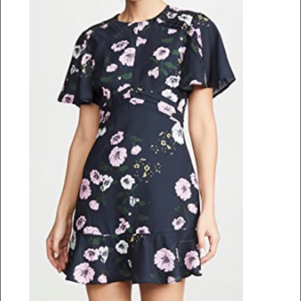 Keepsake mini dress, navy with pink florals